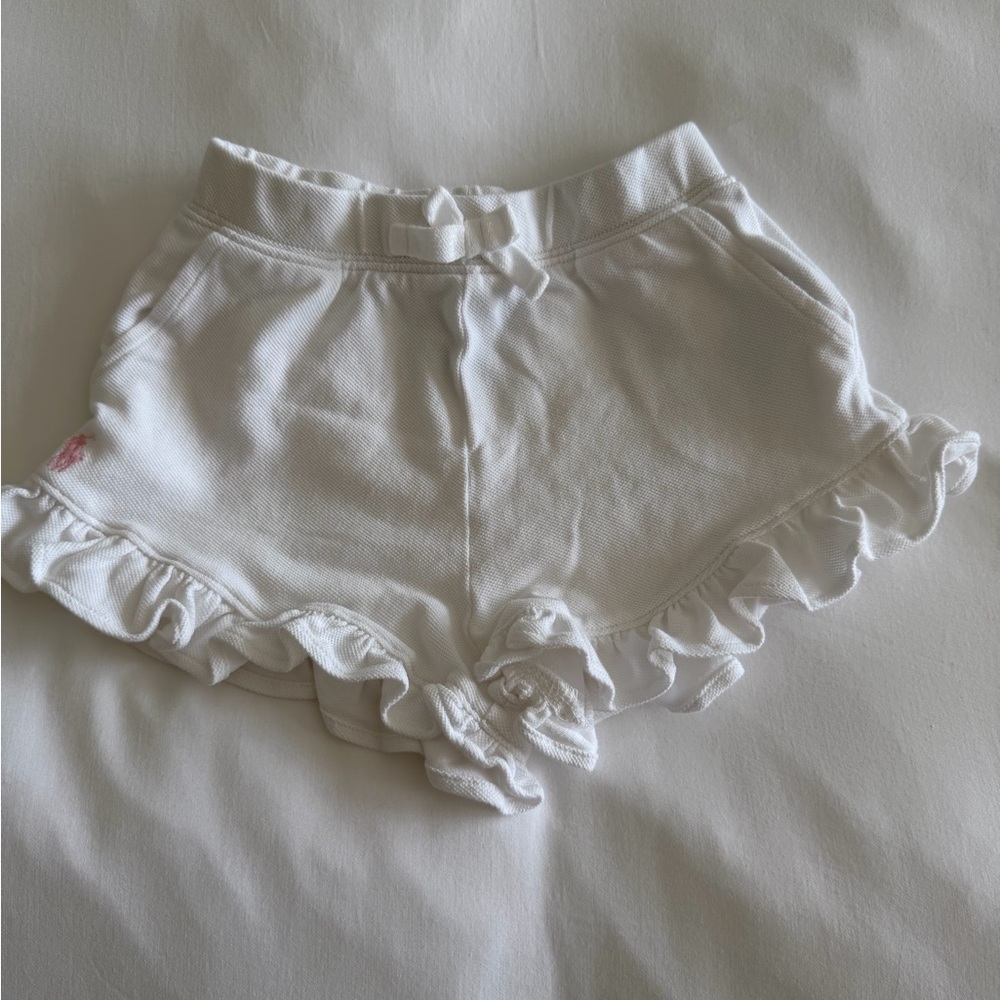 Ralph Lauren White Ruffle Trim Women's Shorts